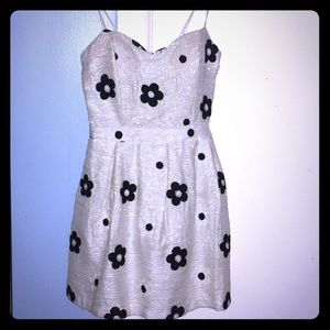 White and black floral cocktail dress